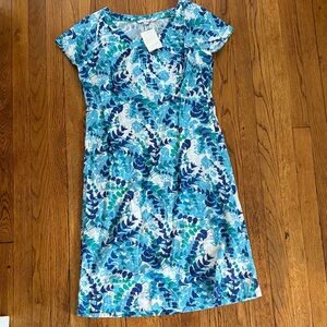 NEW Boden vintage Blue and Green vine Pattern Midi Dress nightgown cotton 10L